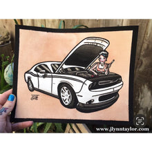 Load image into Gallery viewer, American traditional tattoo flash illustration Auto Car Mechanic Pinup watercolor painting.