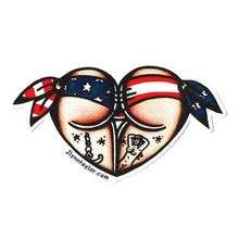 Load image into Gallery viewer, American traditional tattoo flash American Scrunch Butt Booty Heart Watercolor sticker.