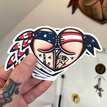 Load image into Gallery viewer, American traditional tattoo flash American Scrunch Butt Booty Heart Watercolor sticker.