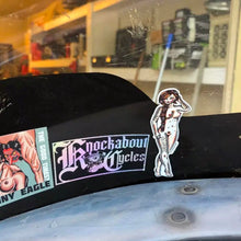 Load image into Gallery viewer, American traditional tattoo flash nude Flowers in Her Hair Pinup watercolor sticker.