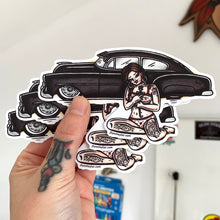 Load image into Gallery viewer, American traditional tattoo Chevy Fleetline Pinup watercolor Stickers.