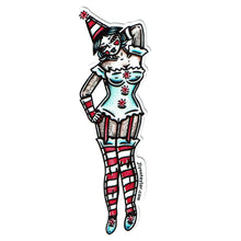 Load image into Gallery viewer, American traditional tattoo flash Clown Pinup watercolor sticker.