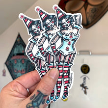 Load image into Gallery viewer, American traditional tattoo flash Clown Pinup watercolor sticker.