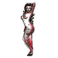 Load image into Gallery viewer, American traditional tattoo flash nude Devil Pinup watercolor sticker.