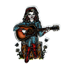 Load image into Gallery viewer, American traditional tattoo flash Dolly Parton Pinup watercolor sticker.