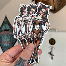 Load image into Gallery viewer, American traditional tattoo flash Fawn Deer Pinup watercolor sticker.