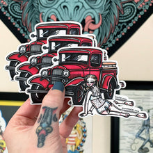 Load image into Gallery viewer, American traditional tattoo flash classic Ford Model A Pickup Pinup watercolor sticker.