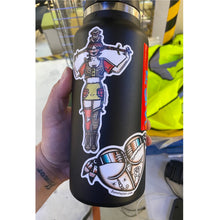 Load image into Gallery viewer, American traditional tattoo flash illustration Pippi Longstocking Pinup watercolor sticker.