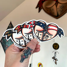 Load image into Gallery viewer, American traditional tattoo flash Scrunch butt Booty Heart watercolor sticker pack.