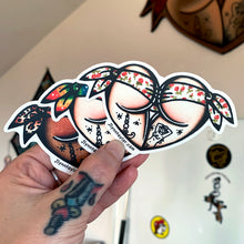 Load image into Gallery viewer, American traditional tattoo flash Scrunch butt Booty Heart watercolor sticker pack.