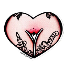 Load image into Gallery viewer, American traditional tattoo flash Jlynntaylor Nude Front Heart watercolor Sticker.