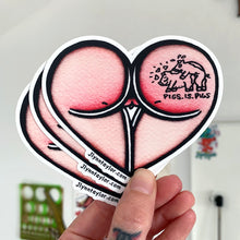 Load image into Gallery viewer, American traditional tattoo flash Jlynntaylor butt booty Heart watercolor sticker set.