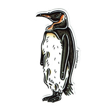 Load image into Gallery viewer, American traditional tattoo flash wildlife illustration King Penguin watercolor sticker.