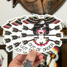 Load image into Gallery viewer, American traditional tattoo flash illustration Eagle Lady Head watercolor sticker.