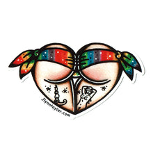 Load image into Gallery viewer, American traditional tattoo flash Rainbow Sparkle Scrunch Butt Heart sticker.