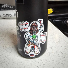 Load image into Gallery viewer, American traditional tattoo flash The Exorcist Regan Pinup watercolor sticker.