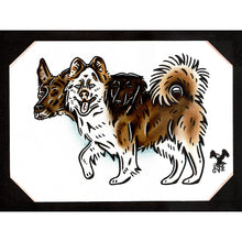 Load image into Gallery viewer, American traditional tattoo flash illustration Cerberus Pet Portrait watercolor painting.