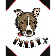 Load image into Gallery viewer, American traditional tattoo flash American Pitbull Terrier Pet Portrait watercolor painting commission.