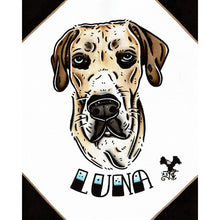 Load image into Gallery viewer, American traditional tattoo flash dog Pet Portrait watercolor painting commission.