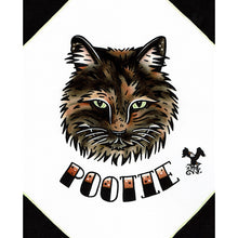 Load image into Gallery viewer, American traditional tattoo flash illustration Calico Cat Pet Portrait watercolor painting commission.