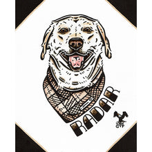 Load image into Gallery viewer, American traditional tattoo flash dog Pet Portrait watercolor painting commission.