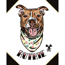 Load image into Gallery viewer, American traditional tattoo flash American Pit Bull Dog Pet Portrait watercolor painting commission.