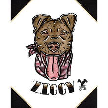 Load image into Gallery viewer, American traditional tattoo flash illustration Pitbull Pet Portrait watercolor painting commission.
