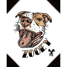 Load image into Gallery viewer, American traditional tattoo flash illustration Pitbull Pet Portrait watercolor painting commission.
