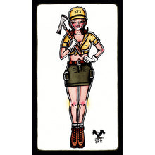 Load image into Gallery viewer, American traditional tattoo flash US Forest Service Pinup watercolor painting.