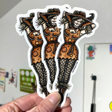 Load image into Gallery viewer, American Traditional tattoo flash Scarecrow Pinup watercolor stickers.