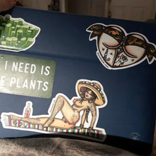 Load image into Gallery viewer, American traditional tattoo flash Woodland Camouflage Scrunch butt Booty Heart watercolor sticker.