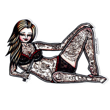 Load image into Gallery viewer, American traditional tattoo Stiletto Switchblade Pinup watercolor Sticker.
