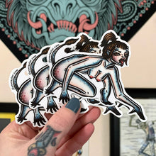 Load image into Gallery viewer, American traditional tattoo flash Succubus Demon Devil Pinup watercolor sticker.