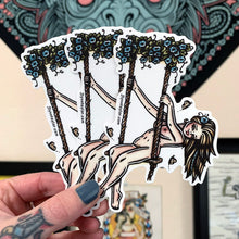 Load image into Gallery viewer, American traditional tattoo flash nude Swing Pinup watercolor sticker.