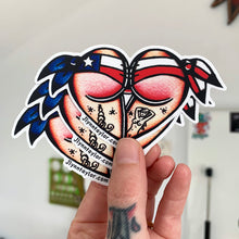 Load image into Gallery viewer, American traditional tattoo flash Texas Flag Scrunch Butt Heart watercolor Stickers.