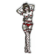 Load image into Gallery viewer, American traditional tattoo flash Valentine Hearts Burlesque Pinup watercolor sticker.