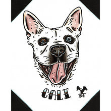 Load image into Gallery viewer, American traditional tattoo flash White Shepherd dog Pet Portrait watercolor painting commission.