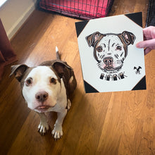 Load image into Gallery viewer, American traditional tattoo flash dog Pet Portrait watercolor painting.