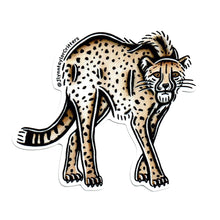 Load image into Gallery viewer, American traditional tattoo flash African Cheetah watercolor sticker.