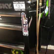 Load image into Gallery viewer, American traditional tattoo flash skateboard pinup watercolor sticker.