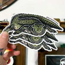 Load image into Gallery viewer, American traditional tattoo flash American Alligator watercolor sticker.
