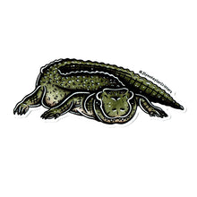 Load image into Gallery viewer, American traditional tattoo flash American Alligator watercolor sticker.