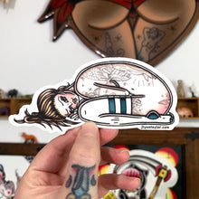 Load image into Gallery viewer, American traditional tattoo flash tattooed skateboard socks pinup sticker.