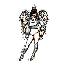 Load image into Gallery viewer, American traditional tattoo flash Angel Pinup watercolor sticker.