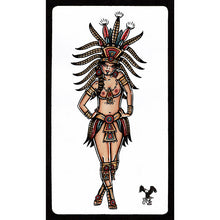 Load image into Gallery viewer, American Traditional tattoo flash Aztec Pinup commissioned watercolor painting.