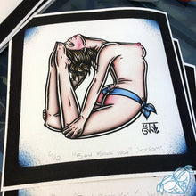 Load image into Gallery viewer, tattoo flash topless yoga pinup watercolor prints
