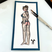 Load image into Gallery viewer, American traditional tattoo flash sexy bikini pinup spitshade painting.