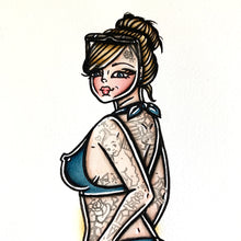 Load image into Gallery viewer, American traditional tattoo flash sexy bikini pinup spitshade painting.