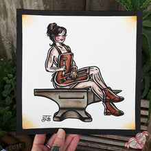 Load image into Gallery viewer, American Traditional tattoo style blacksmith pinup print.