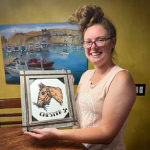 Load image into Gallery viewer, American traditional tattoo flash horse Pet Portrait watercolor painting commission.